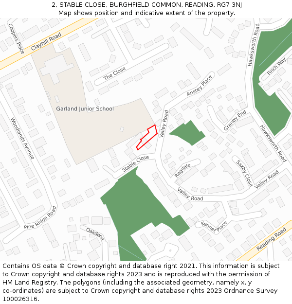 2, STABLE CLOSE, BURGHFIELD COMMON, READING, RG7 3NJ: Location map and indicative extent of plot