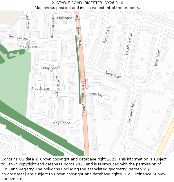 2, STABLE ROAD, BICESTER, OX26 3HX: Location map and indicative extent of plot