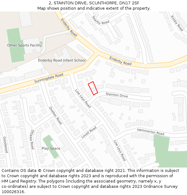 2, STAINTON DRIVE, SCUNTHORPE, DN17 2SF: Location map and indicative extent of plot