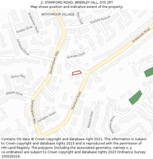 2, STAMFORD ROAD, BRIERLEY HILL, DY5 2PT: Location map and indicative extent of plot