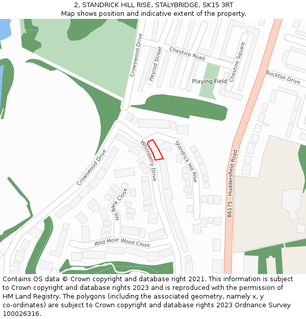 2, STANDRICK HILL RISE, STALYBRIDGE, SK15 3RT: Location map and indicative extent of plot
