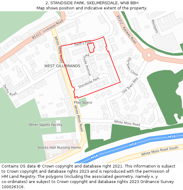 2, STANDSIDE PARK, SKELMERSDALE, WN8 8BH: Location map and indicative extent of plot
