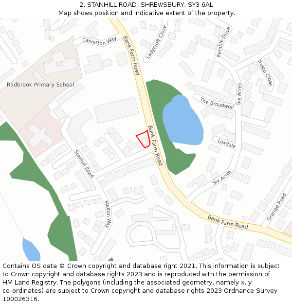 2, STANHILL ROAD, SHREWSBURY, SY3 6AL: Location map and indicative extent of plot