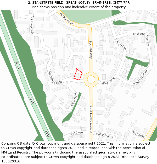 2, STANSTRETE FIELD, GREAT NOTLEY, BRAINTREE, CM77 7PR: Location map and indicative extent of plot