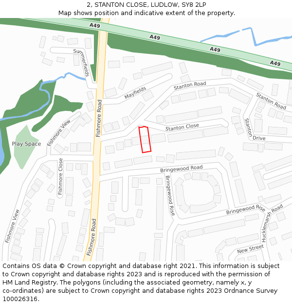 2, STANTON CLOSE, LUDLOW, SY8 2LP: Location map and indicative extent of plot