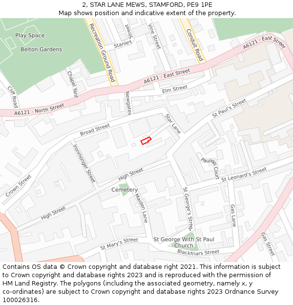 2, STAR LANE MEWS, STAMFORD, PE9 1PE: Location map and indicative extent of plot