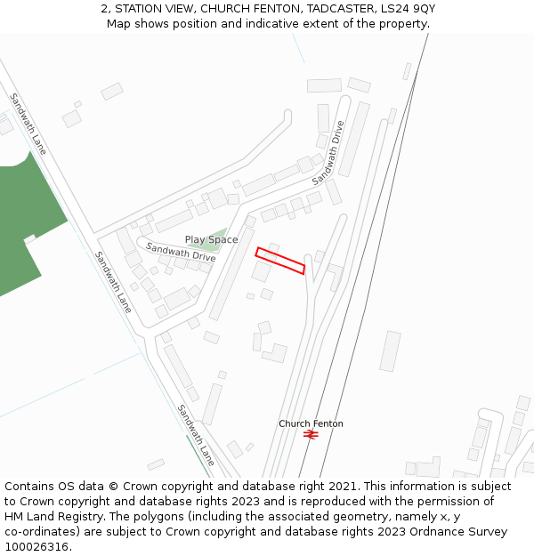 2, STATION VIEW, CHURCH FENTON, TADCASTER, LS24 9QY: Location map and indicative extent of plot