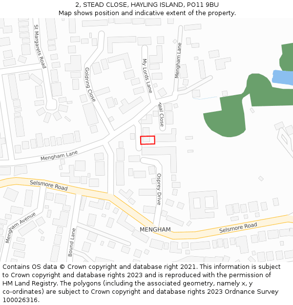 2, STEAD CLOSE, HAYLING ISLAND, PO11 9BU: Location map and indicative extent of plot