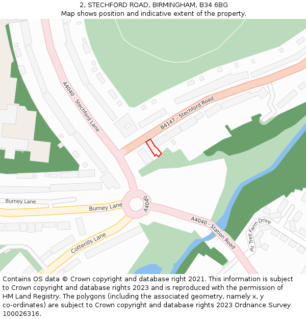 2, STECHFORD ROAD, BIRMINGHAM, B34 6BG: Location map and indicative extent of plot