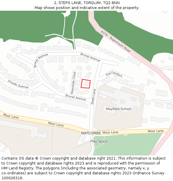 2, STEPS LANE, TORQUAY, TQ2 8NN: Location map and indicative extent of plot