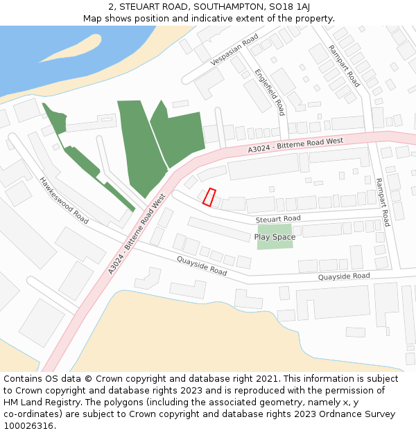 2, STEUART ROAD, SOUTHAMPTON, SO18 1AJ: Location map and indicative extent of plot