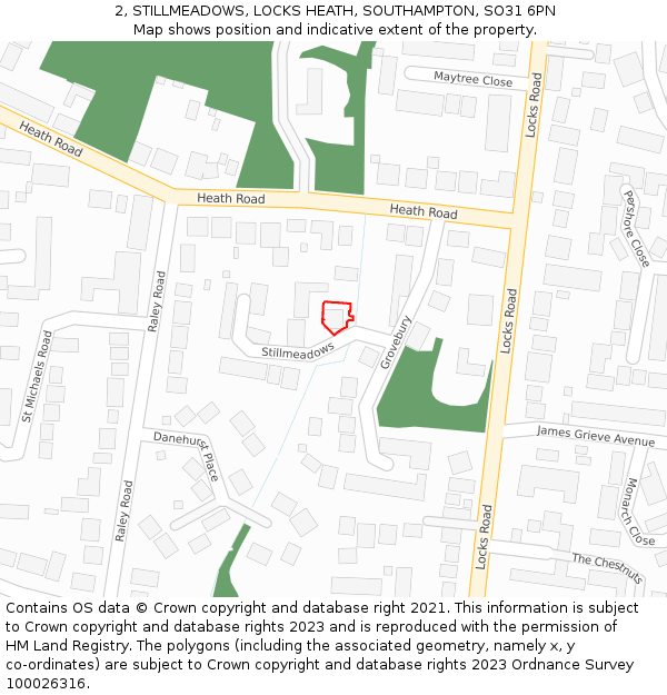 2, STILLMEADOWS, LOCKS HEATH, SOUTHAMPTON, SO31 6PN: Location map and indicative extent of plot