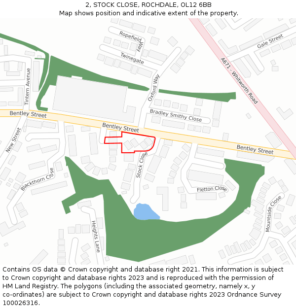 2, STOCK CLOSE, ROCHDALE, OL12 6BB: Location map and indicative extent of plot