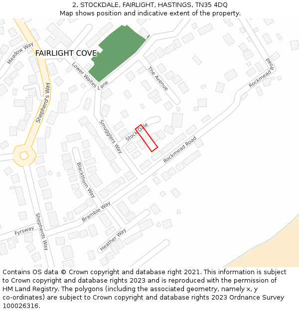 2, STOCKDALE, FAIRLIGHT, HASTINGS, TN35 4DQ: Location map and indicative extent of plot