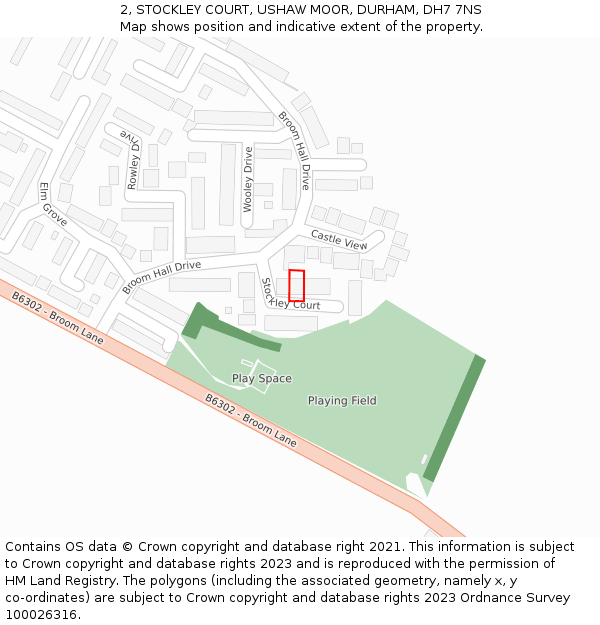 2, STOCKLEY COURT, USHAW MOOR, DURHAM, DH7 7NS: Location map and indicative extent of plot