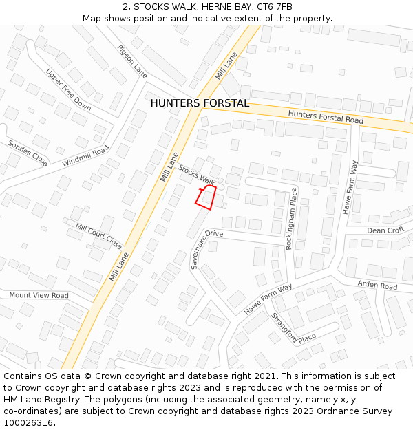 2, STOCKS WALK, HERNE BAY, CT6 7FB: Location map and indicative extent of plot