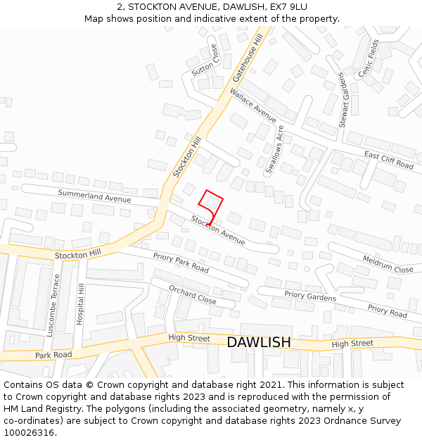 2, STOCKTON AVENUE, DAWLISH, EX7 9LU: Location map and indicative extent of plot