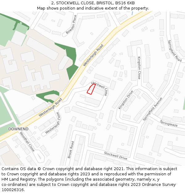 2, STOCKWELL CLOSE, BRISTOL, BS16 6XB: Location map and indicative extent of plot