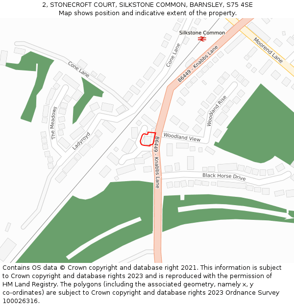 2, STONECROFT COURT, SILKSTONE COMMON, BARNSLEY, S75 4SE: Location map and indicative extent of plot