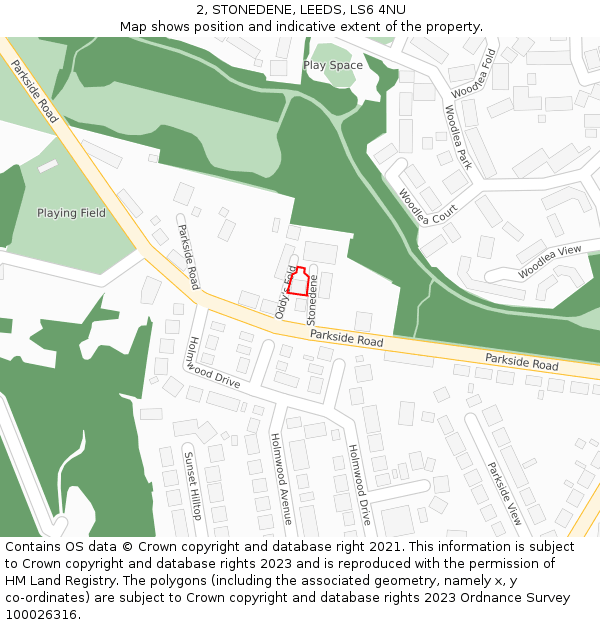 2, STONEDENE, LEEDS, LS6 4NU: Location map and indicative extent of plot