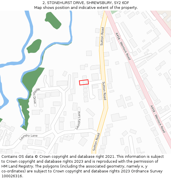 2, STONEHURST DRIVE, SHREWSBURY, SY2 6DF: Location map and indicative extent of plot
