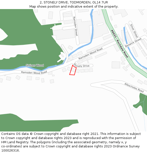 2, STONELY DRIVE, TODMORDEN, OL14 7UR: Location map and indicative extent of plot