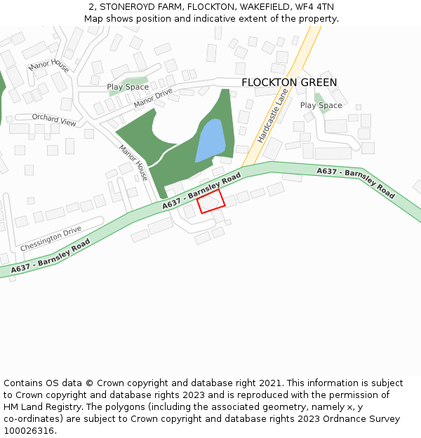 2, STONEROYD FARM, FLOCKTON, WAKEFIELD, WF4 4TN: Location map and indicative extent of plot