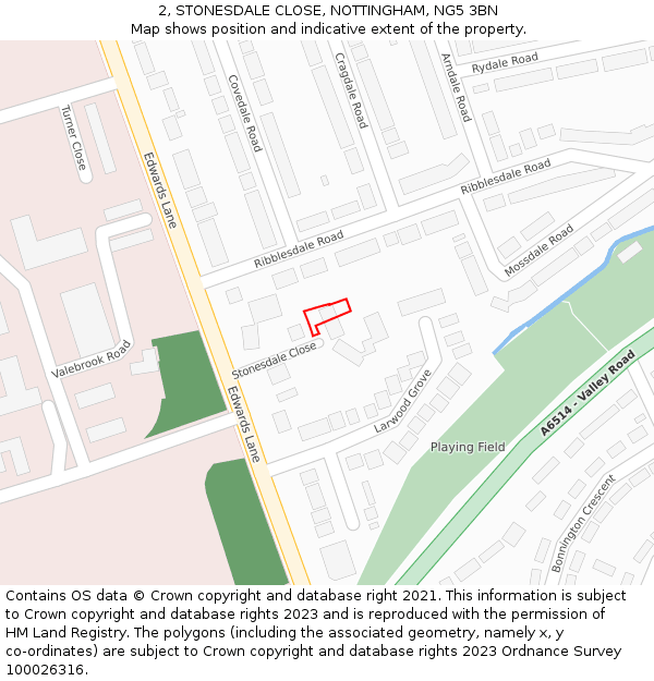 2, STONESDALE CLOSE, NOTTINGHAM, NG5 3BN: Location map and indicative extent of plot