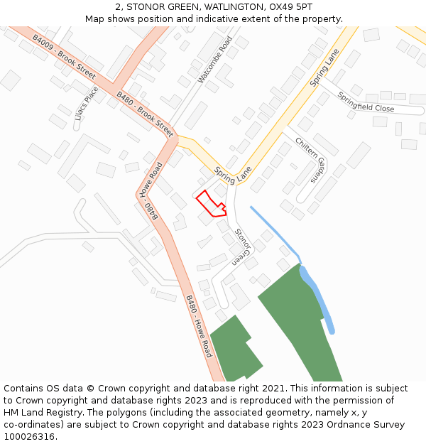 2, STONOR GREEN, WATLINGTON, OX49 5PT: Location map and indicative extent of plot