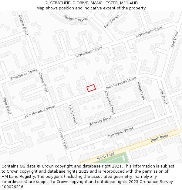 2, STRATHFIELD DRIVE, MANCHESTER, M11 4HB: Location map and indicative extent of plot