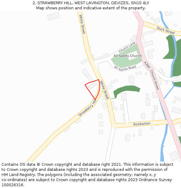 2, STRAWBERRY HILL, WEST LAVINGTON, DEVIZES, SN10 4LY: Location map and indicative extent of plot