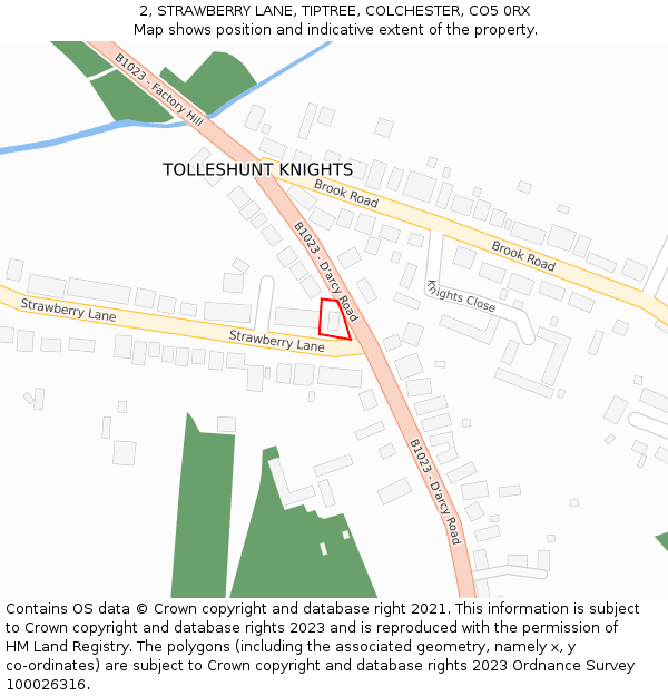 2, STRAWBERRY LANE, TIPTREE, COLCHESTER, CO5 0RX: Location map and indicative extent of plot