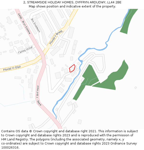 2, STREAMSIDE HOLIDAY HOMES, DYFFRYN ARDUDWY, LL44 2BE: Location map and indicative extent of plot