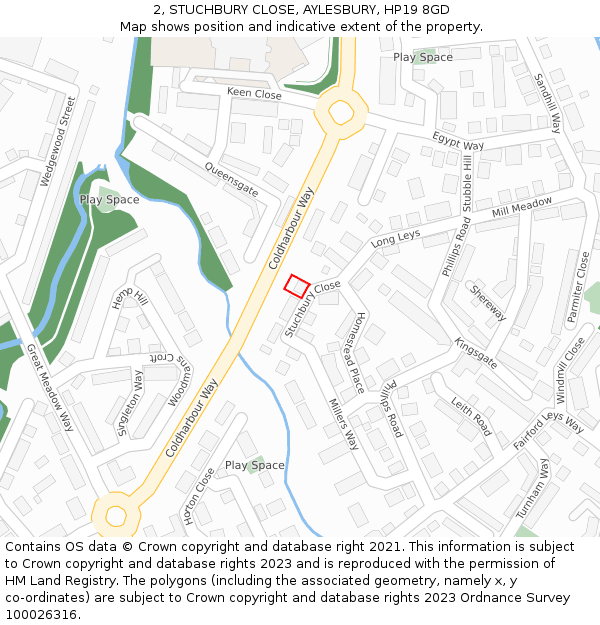 2, STUCHBURY CLOSE, AYLESBURY, HP19 8GD: Location map and indicative extent of plot