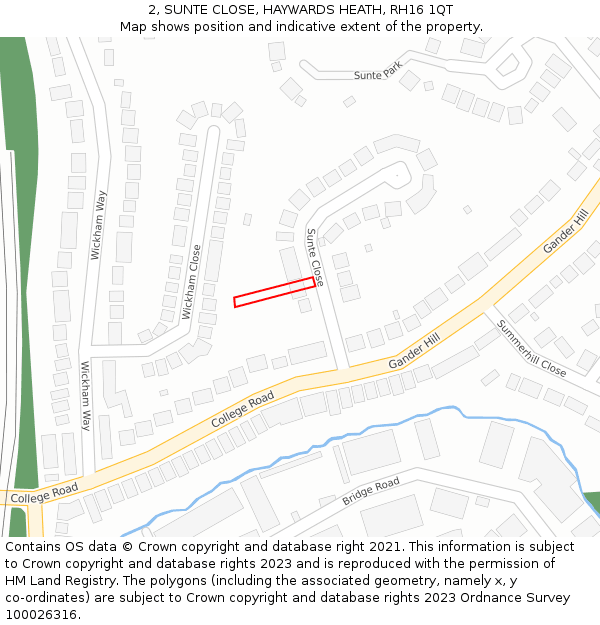 2, SUNTE CLOSE, HAYWARDS HEATH, RH16 1QT: Location map and indicative extent of plot