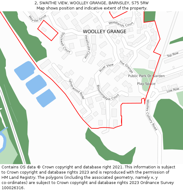 2, SWAITHE VIEW, WOOLLEY GRANGE, BARNSLEY, S75 5RW: Location map and indicative extent of plot