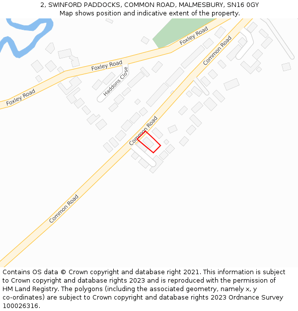 2, SWINFORD PADDOCKS, COMMON ROAD, MALMESBURY, SN16 0GY: Location map and indicative extent of plot