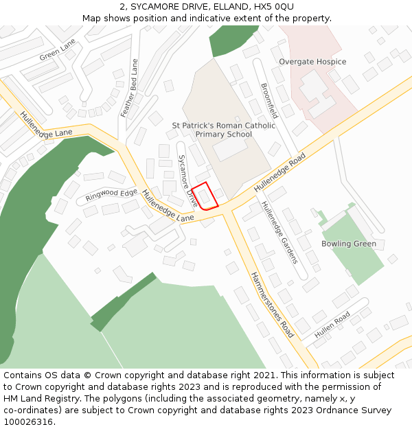 2, SYCAMORE DRIVE, ELLAND, HX5 0QU: Location map and indicative extent of plot