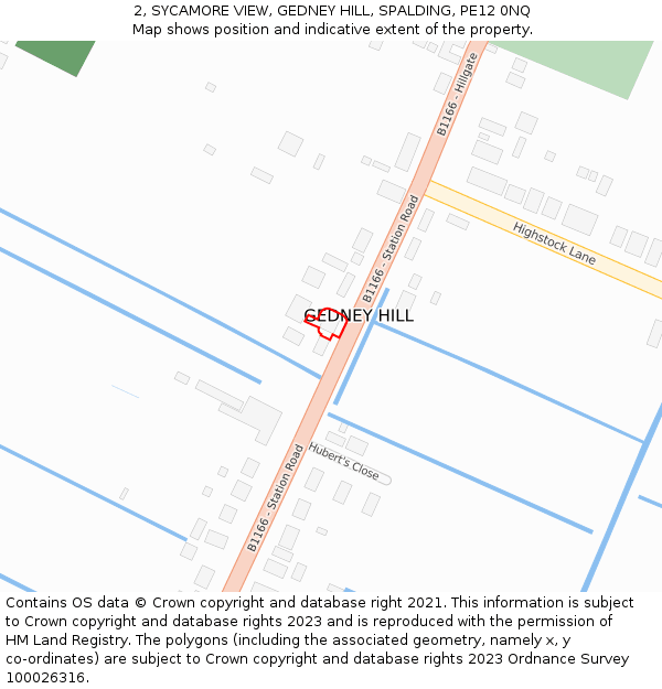 2, SYCAMORE VIEW, GEDNEY HILL, SPALDING, PE12 0NQ: Location map and indicative extent of plot