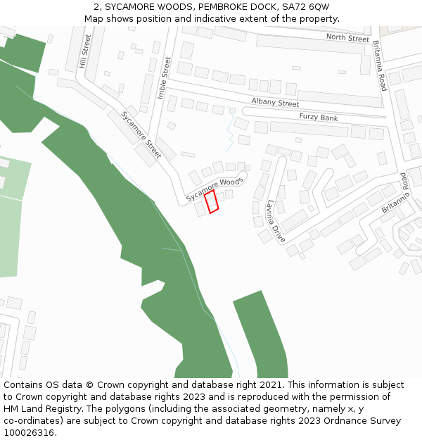 2, SYCAMORE WOODS, PEMBROKE DOCK, SA72 6QW: Location map and indicative extent of plot