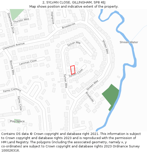 2, SYLVAN CLOSE, GILLINGHAM, SP8 4EJ: Location map and indicative extent of plot