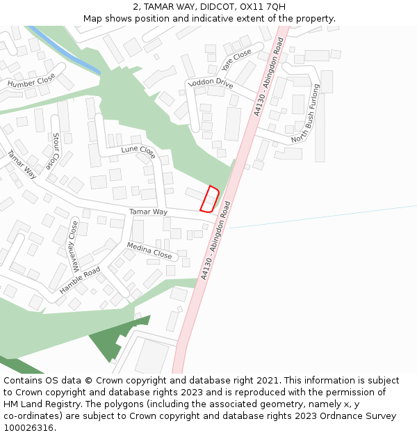 2, TAMAR WAY, DIDCOT, OX11 7QH: Location map and indicative extent of plot