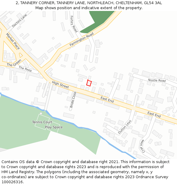 2, TANNERY CORNER, TANNERY LANE, NORTHLEACH, CHELTENHAM, GL54 3AL: Location map and indicative extent of plot