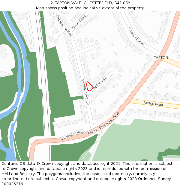 2, TAPTON VALE, CHESTERFIELD, S41 0SY: Location map and indicative extent of plot