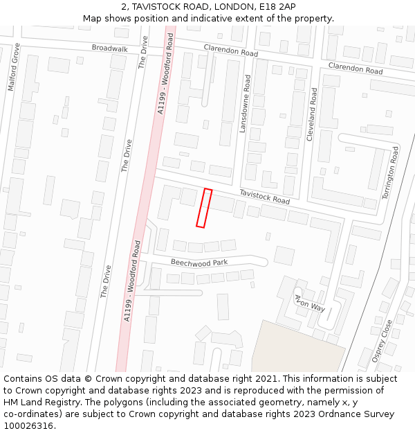 2, TAVISTOCK ROAD, LONDON, E18 2AP: Location map and indicative extent of plot