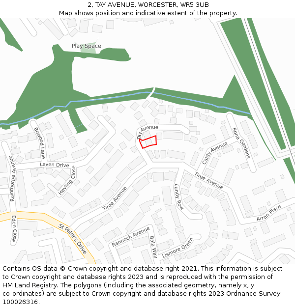 2, TAY AVENUE, WORCESTER, WR5 3UB: Location map and indicative extent of plot