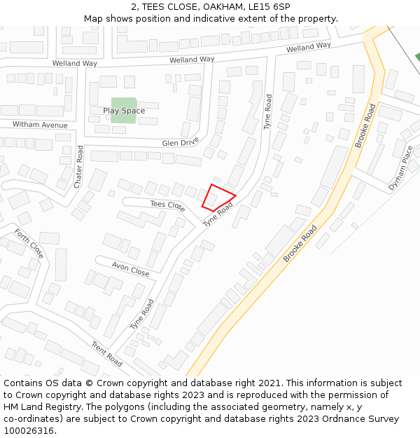 2, TEES CLOSE, OAKHAM, LE15 6SP: Location map and indicative extent of plot