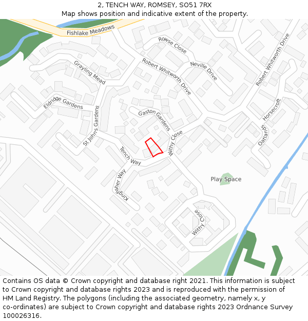 2, TENCH WAY, ROMSEY, SO51 7RX: Location map and indicative extent of plot