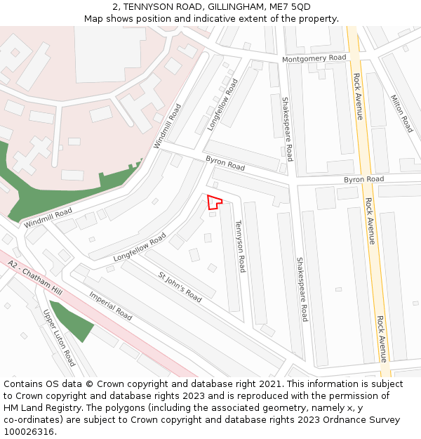 2, TENNYSON ROAD, GILLINGHAM, ME7 5QD: Location map and indicative extent of plot