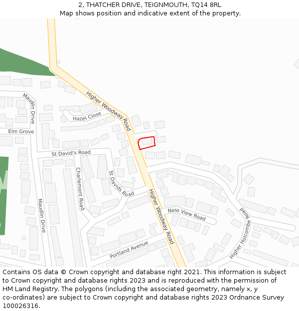 2, THATCHER DRIVE, TEIGNMOUTH, TQ14 8RL: Location map and indicative extent of plot